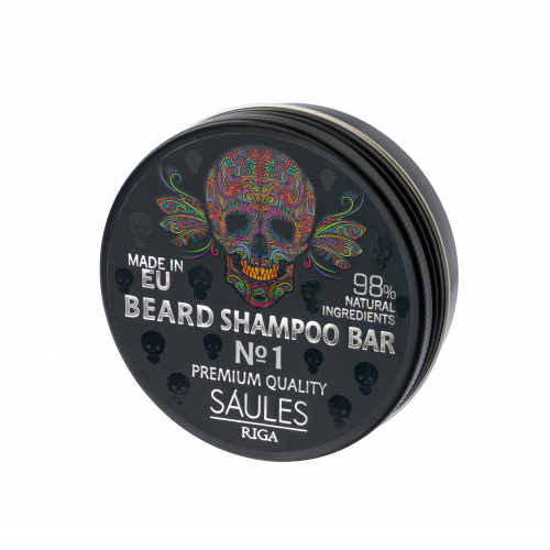 Beard shampoo bar in aluminium jar